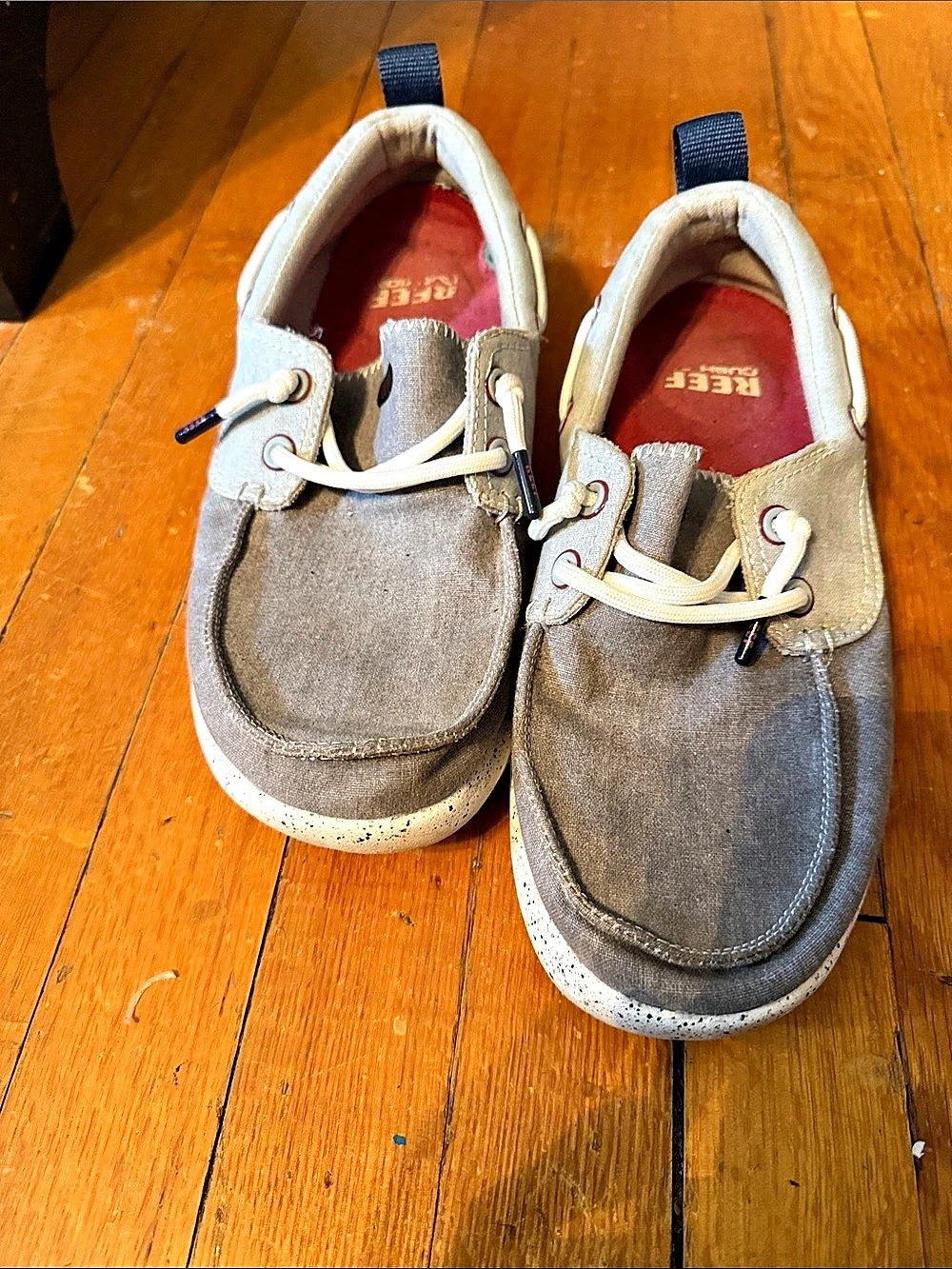 REEF Gray & White Boat Shoes